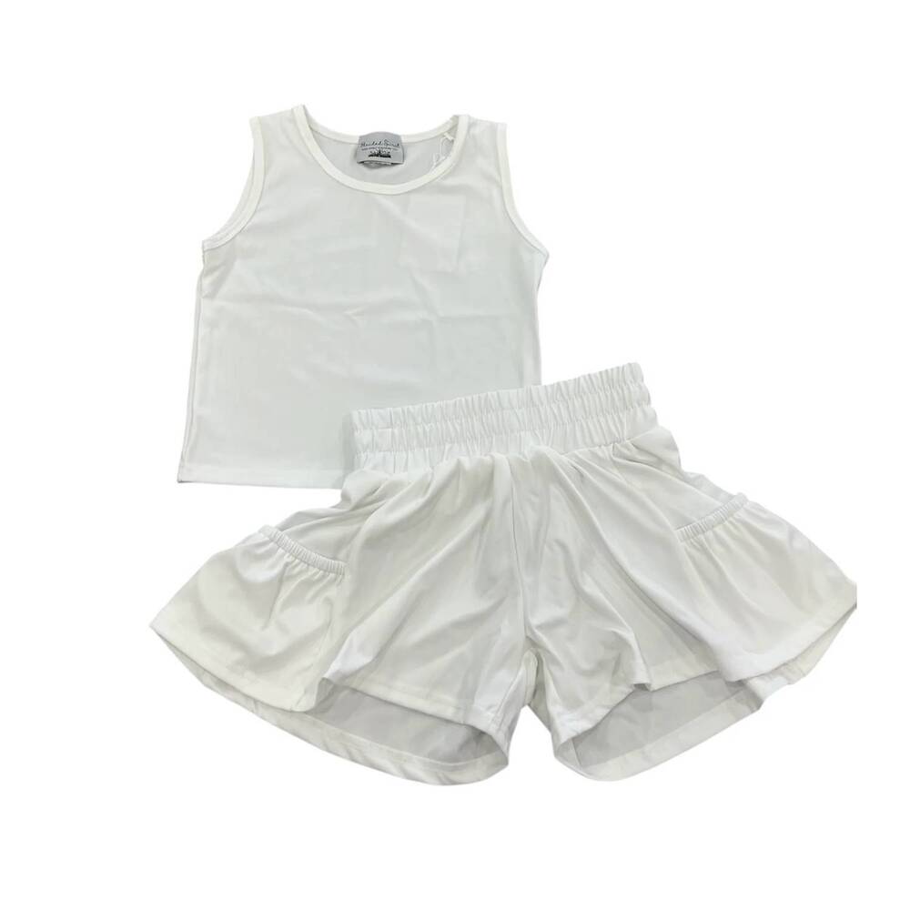 NEW BLENDED SPIRIT unisex pocket short set in white